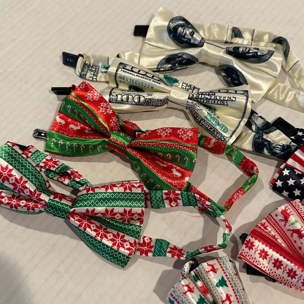 Lot of 8 Fun Mixed Patterns Men’s Bow Ties - Picture 2 of 5
